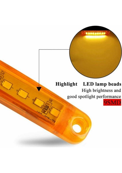 10 Adet Amber 9 LED Mühürlü Yan Işaretleyici Park Lambası Sinyal Işığı 12V Araba Kamyon Römork Kamyon Için (Yurt Dışından)