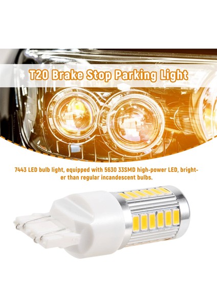7443, T20 LED Ampuller Amber Sarı 900 Lümen Süper Parlak Dönüş Sinyalleri Işığı Fren Durdurma Park Işığı Yedekleme Geri Işığı Kuyruk Ampulü (2'li Paket) (Yurt Dışından)