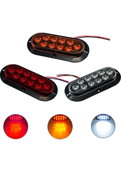 Inç LED Set Kenar Işığı Kuyruk Işık Dönüş Sinyali Işığı Fren Lambası Araba Aksesuarları Kırmızı (Yurt Dışından)