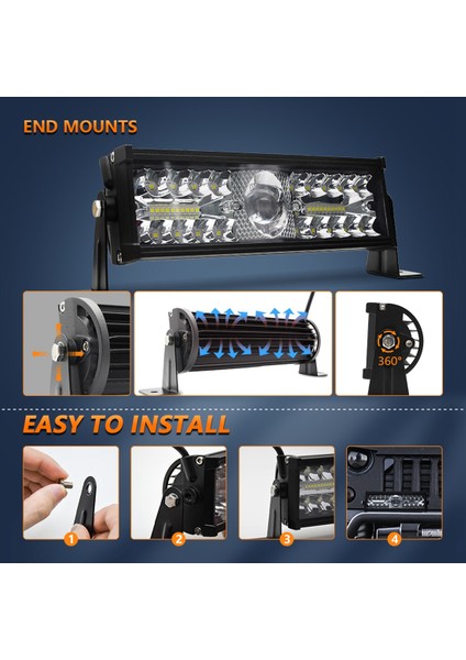 Offroad LED Işık Çubuğu 10 Inç 120W 3 Sıra LED Beyaz+Sarı Sis Farları Jeep Araba Traktör Kamyon Suv Atv Tekne Için (Yurt Dışından) fiyatları