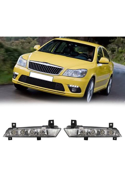 1Z0941067 Araba Sol Drl LED Sis Lambası Skoda Octavia Rs 2009-2013 Otomatik Sürüş Lambası Gündüz Farı Tampon Lambası (Yurt Dışından)