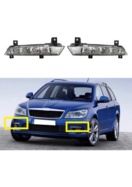 1Z0941067 Araba Sol Drl LED Sis Lambası Skoda Octavia Rs 2009-2013 Otomatik Sürüş Lambası Gündüz Farı Tampon Lambası (Yurt Dışından)