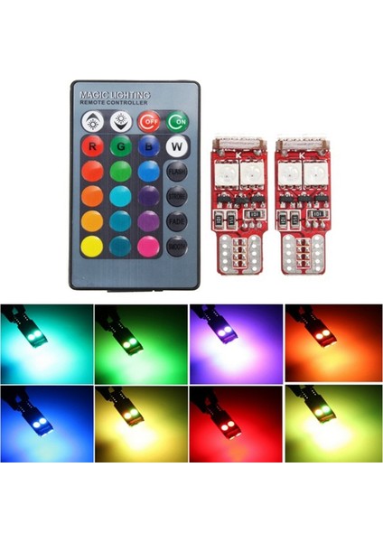 Adet T10 W5W LED Rgb Uzaktan Kumanda Işıkları Gösterge Ampul Araba Iç Yan Lambalar (Yurt Dışından)