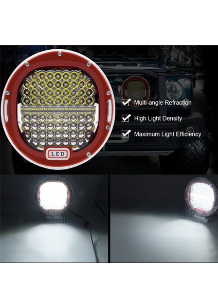4x4 4WD Spot LED Tavan Çalışma Lambası Ford Jeep Hummer Defender Volvo Kamyon 7 Inç IP68 Offroad Suv Kamyonet Kırmızı (Yurt Dışından) modelleri