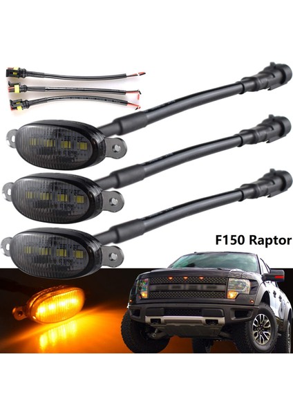 Ford Raptor F150 Için Ön Izgara Işıkları Izgaralar 2010-2014 ve 2017-2021 Füme Lens Sarı LED Park/koşu Sarı Işık (Yurt Dışından)