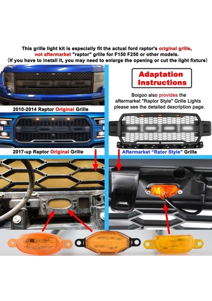 Ford Raptor F150 Için Ön Izgara Işıkları Izgaralar 2010-2014 ve 2017-2021 Füme Lens Sarı LED Park/koşu Sarı Işık (Yurt Dışından)