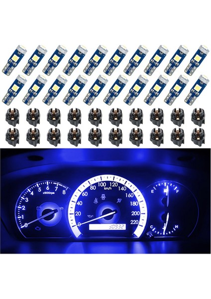 20 Adet T5 LED Işıklar Araba Gösterge Paneli Göstergesi, 3030-3SMD Işık Değişimi Twist Lock Soketi ile - Mavi (Yurt Dışından)