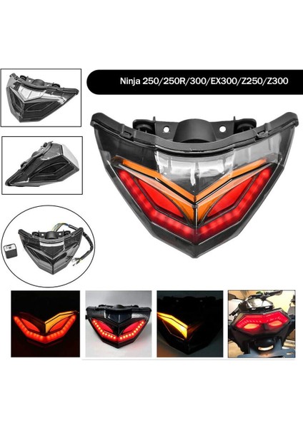 Motosiklet LED Park Lambaları Fren Arka Dönüş Sinyalleri Entegre Işık Kawasaki Ninja 250 300 EX300 Z250 2013-2018 (Yurt Dışından)