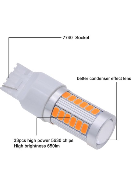 7440, T20 LED Ampuller Amber Sarı 900 Lümen Süper Parlak Dönüş Sinyalleri Işığı Fren Durdurma Park Lambası Yedekleme Ters Işık Kuyruk Ampul Dc 12V 3.6W (2'li Paket) (Yurt Dışından)