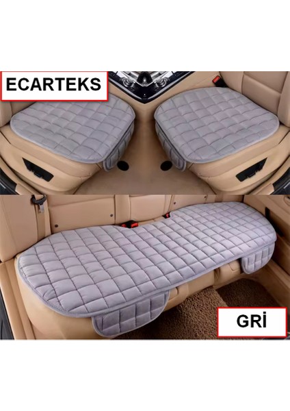 Renault Symbol Ecarteks Soft Ortopedik Cepli Oto Kılıf- Minder Seti (3 Parça) Gri
