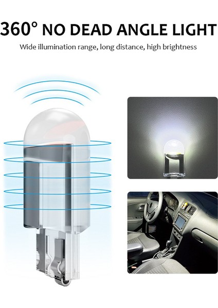 10 Adet Araba LED T10 W5W Cob Okuma Tavan Aydınlatması Işaretleyici Işık Işıkları Plaka Ampuller 168 194 192 Dc 12V Beyaz (Yurt Dışından)