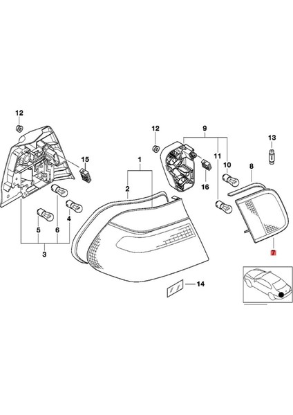 Bmw 3 Serisi E46 2002-2005 330I 318I 325I Bagaj Kapağı Arka Lambası 63216910537 Sol (Yurt Dışından) fiyatları