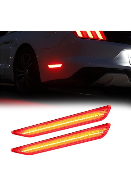 1 Çift Şeffaf Lens Kırmızı LED Arka Yan Işaret Lambası Ford-Mustang 2015-2022 Arka Çamurluk Tampon Dönüş Sinyal Lambalarını Değiştirin (Yurt Dışından)