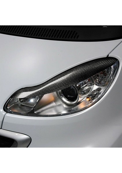 Araba Karbon Fiber Far Kaş Göz Kapağı Etiket Trim Mercedes-Benz Smart Fortwo W451 2007-2014 (Yurt Dışından)
