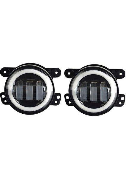 Jeep Wrangler Jk Için 4 Inç LED Sis Farları Halo Halka Çalışma Lambası, Kırmızı Gündüz Farı Sarı Dönüş Sinyali (Kırmızı + Sarı + Beyaz) (Yurt Dışından)