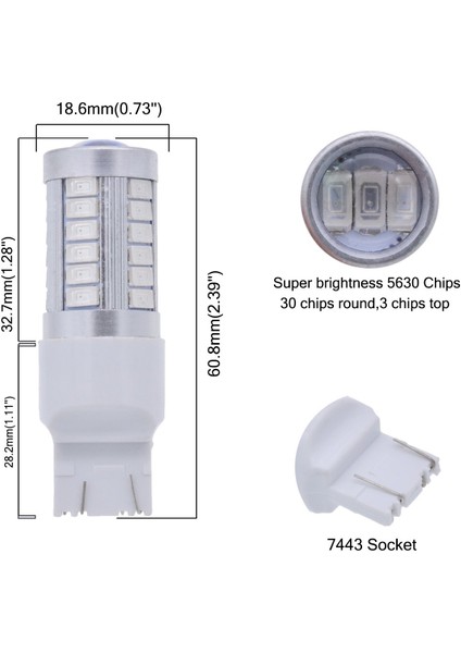 7443, T20 LED Ampuller Kırmızı 900 Lümen Süper Parlak Dönüş Sinyalleri Işığı Fren Durdurma Park Lambası Yedekleme Ters Işık Kuyruk Ampul Dc 12V 3.6W (2'li Paket) (Yurt Dışından)