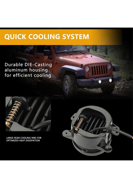 Jeep Wrangler Jk Için 4 Inç LED Sis Farları Halo Halka Çalışma Lambası, Kırmızı Gündüz Farı Sarı Dönüş Sinyali (Kırmızı + Sarı + Beyaz) (Yurt Dışından)