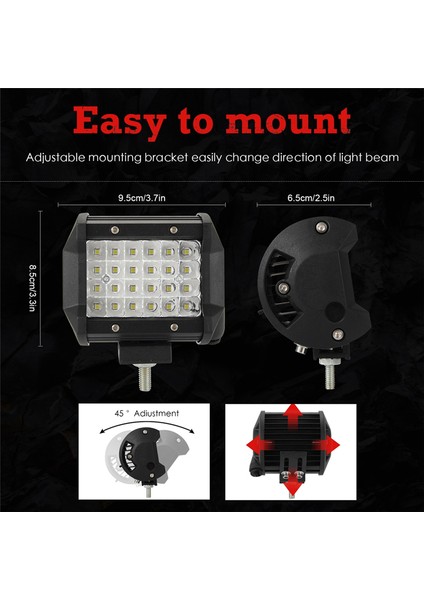 4 Inç Far LED Çalışma Işığı Çubuğu Kamyonet 4WD Off Road Atv Suv Oto Utv Aksesuarları (2 Paket) (Yurt Dışından)