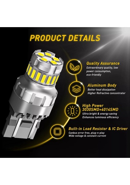 Araba T20 7440 W21W LED Canbus Ters Işıklar W21/5 W 7443 LED Ampul Fren Dönüş Sinyali Işıkları 6500 K Süper Parlak Kuyruk Lambası (Yurt Dışından)