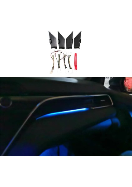 Toyota Camry Için Yeni Araba Gidon Iç Ortam Işığı 18-22 Kapı Kolu Işık Dört Kapı Işıkları Buz Mavisi (Yurt Dışından)