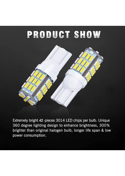 T10 921 194 168 175 LED Ampuller 20'li Paketler, 3014 42-Smd LED Rv Kamp Römork Tekne Bagaj Kubbesi Harita Plaka Işıkları, Beyaz (Yurt Dışından)
