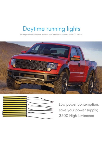 10X 12V Su Geçirmez Drl LED Şerit Işıklar Lar Kamp Karavan Tekne Araba Cob-Beyaz (Yurt Dışından) modelleri