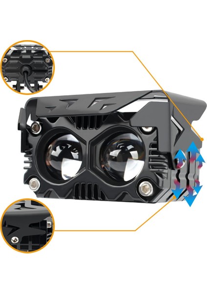 Çift 60 W LED Lens Spot Işığı Çift Lensler Spot Işığı Motosiklet Yardımcı Sis Lambası Çift Renkli Beyaz Sarı Işık (Yurt Dışından)