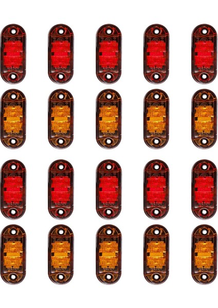 Amber Kırmızı 2,5 Inç Oval LED Yan Işaret Işığı 20PCS, Su Geçirmez (Yurt Dışından)