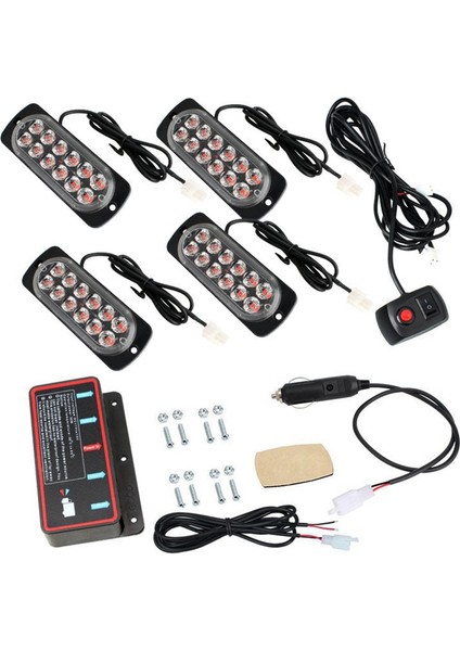 12V 24V Araba Uyarı Işığı Işaret Lambası Su Geçirmez 14 Mod 4X12LED (Yurt Dışından)