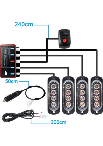 4pcs 4led Stroboskoplar 12V Flaş Işığı (Beyaz-Sarı Işık) (Yurt Dışından) modelleri
