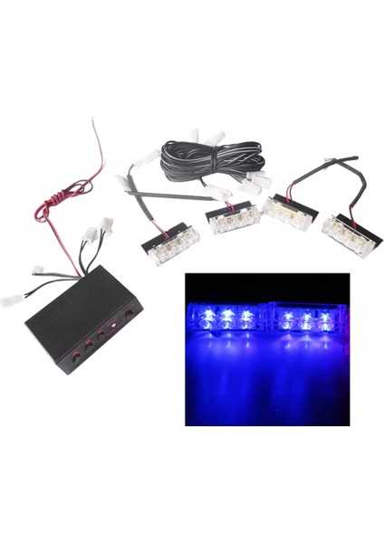 Bir Sürükleme Dört Flaş Işığı Sinyal Işıkları Araba LED Işıkları, Mavi Işık (Yurt Dışından)