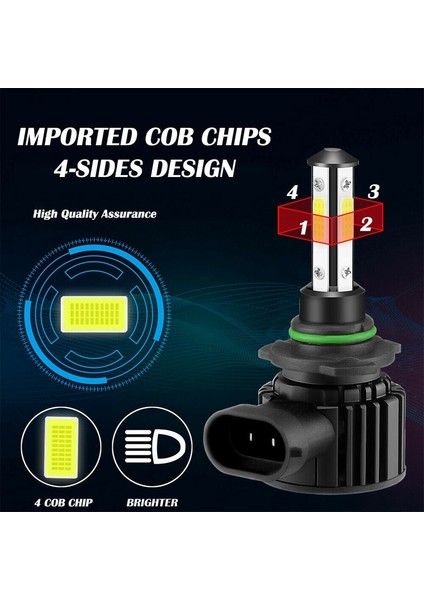 9006 H11 Combo 4 Taraflı LED Far Sis Kitleri Ampul Yüksek Düşük Huzme (Yurt Dışından) modelleri