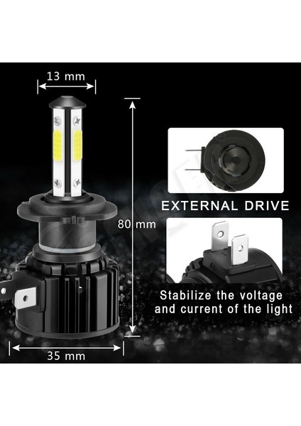H7+H7 Combo 4 Taraflı LED Far Sis Kitleri Ampul Yüksek Düşük Huzme (Yurt Dışından) fiyatları