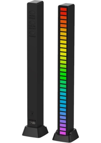 Akıllı LED Işık Çubukları, Rgb Müzik Seviyesi Gösterge Işığı, Siyah (Yurt Dışından)