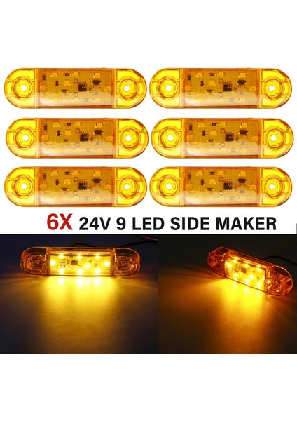 Römork Karavan Kamyon Için 6x 12V-24V 9 LED Kamyon Yan Işaret Işığı (Yurt Dışından) indirimleri