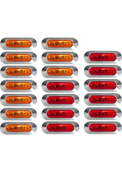 LED Yan Işaret Gösterge Işıkları Lamba Ön Arka Kuyruk Boşluk Lambası Iç Işıklar Üniversal (10 Sarı+10 Kırmızı) (Yurt Dışından)