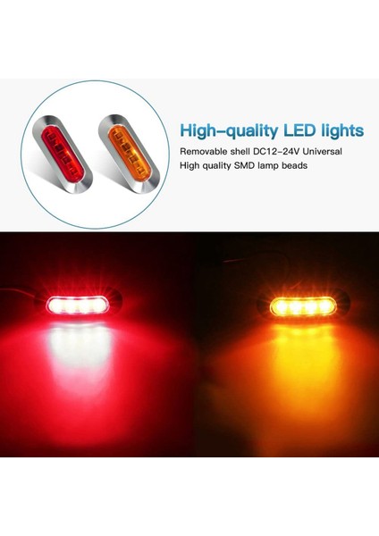 LED Yan Işaret Gösterge Işıkları Lamba Ön Arka Kuyruk Boşluk Lambası Iç Işıklar Üniversal (10 Sarı+10 Kırmızı) (Yurt Dışından) fiyatları