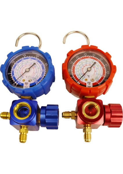 R410A R22 R134A R404A Soğutucular Için Klima Ölçer Manifold Ölçer Manometre Vanası Görsel Aynalı 500PSI Mavi (Yurt Dışından)
