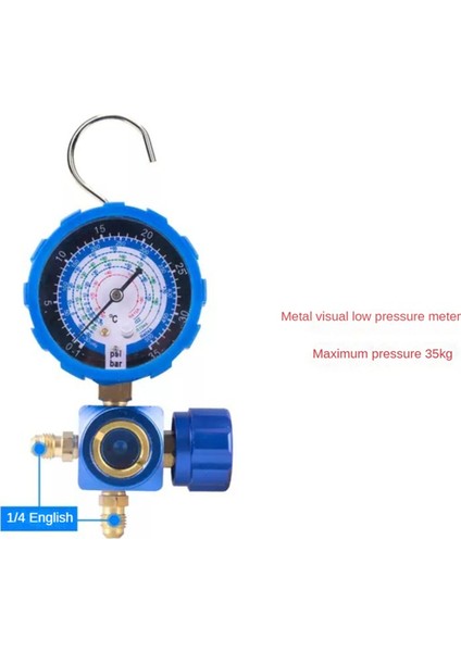 R410A R22 R134A R404A Soğutucular Için Klima Ölçer Manifold Ölçer Manometre Vanası Görsel Aynalı 500PSI Mavi (Yurt Dışından)