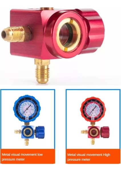 R410A R22 R134A R404A Soğutucular Için Klima Ölçer Manifold Ölçer Manometre Vanası Görsel Aynalı 500PSI Mavi (Yurt Dışından)