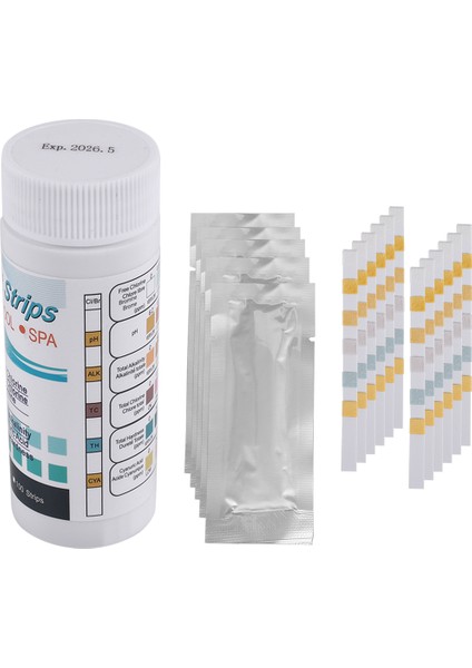50 Adet 6'sı 1 Arada Yüzme Havuzu Ph Test Kağıdı Kalan Klor Ph Değeri Alkalinite Sertlik Test Şeridi Ph Test Cihazı (Yurt Dışından)
