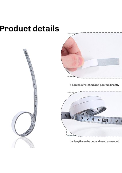 Paslanmaz Çelik Yapışkanlı Ölçek Hassas Ahşap Işleme Kılavuz Rayı Kendinden Yapışkanlı Bant Ölçüsü Metal Cetvel Yapıştırıcılı, B-100CM (Yurt Dışından)