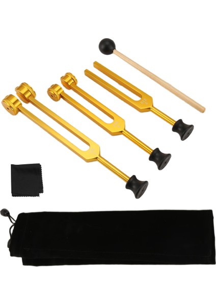 Paket Diyapazon Seti (128Hz, 256Hz, 512Hz) Şifa, Çakra, Ses Terapisi, Sonic Slider Çatalı Için Diyapazon Seti (Altın) (Yurt Dışından)