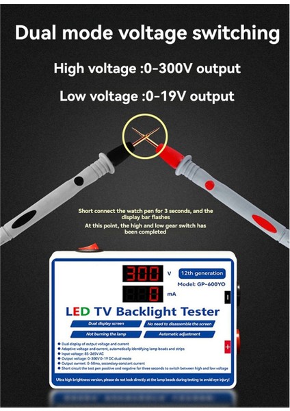 LED Test Cihazı 0-300V Çıkış LED Tv Arka Işık Test Cihazı Çok Amaçlı LED Şeritler Boncuklar Çubuk Işık Lambası Test Aracı Ab Fişi (Yurt Dışından)