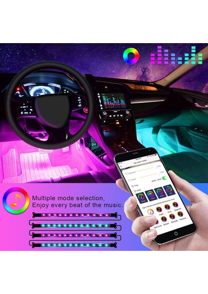 Iç Araç LED Şerit Işık Su Geçirmez 48 App Dıy Şarj Cihazı DC12V ile (Yurt Dışından) fiyatları