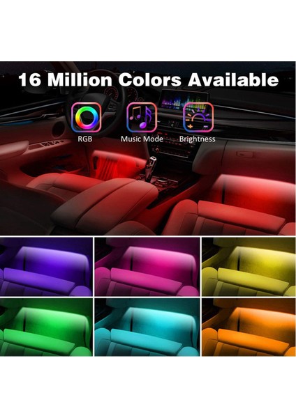 Iç Araç LED Şerit Işık Su Geçirmez 48 App Dıy Şarj Cihazı DC12V ile (Yurt Dışından) indirimleri