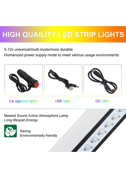 Araba LED Şerit Işığı, Ses Kontrolü, Müzik Çalma Atmosfer Lambası (Yurt Dışından) indirimleri