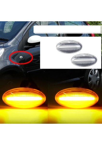 Peugeot Için 2 Adet Araba LED Yan Sinyal Lambası Dönüş Yan Flaşör (Yurt Dışından)