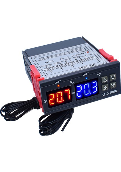 Çift Dijital STC-3008 Sıcaklık Kontrol Cihazı Iki Röle Çıkışlı Termostat Isıtıcı Problu Sıcaklık Kontrol Cihazı, B (Yurt Dışından)