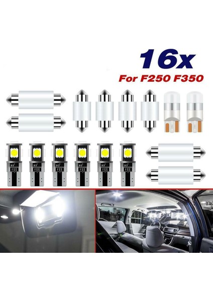 Ford F250 F350 1998-2018 Için 16 Adet Beyaz Iç LED Işıklar Ampul Kiti (Yurt Dışından) indirimleri